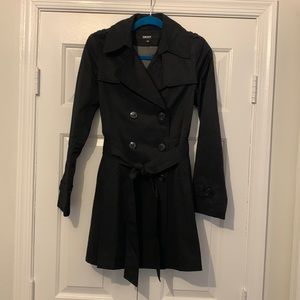 Women's Black DKNY Trench Coat - XS